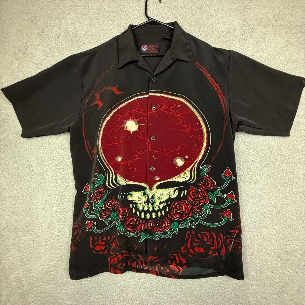 Grateful Dead Dragonfly Shirt‎ Men's L Rock Band Steal Your Face Skull Roses